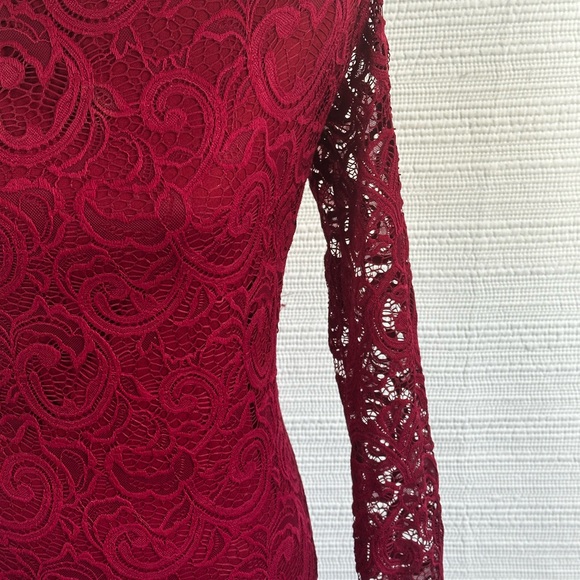 Windsor Burgundy Lace Bodycon Dress Romantic Elegant Holiday, Date Night SZ M - Picture 12 of 15
